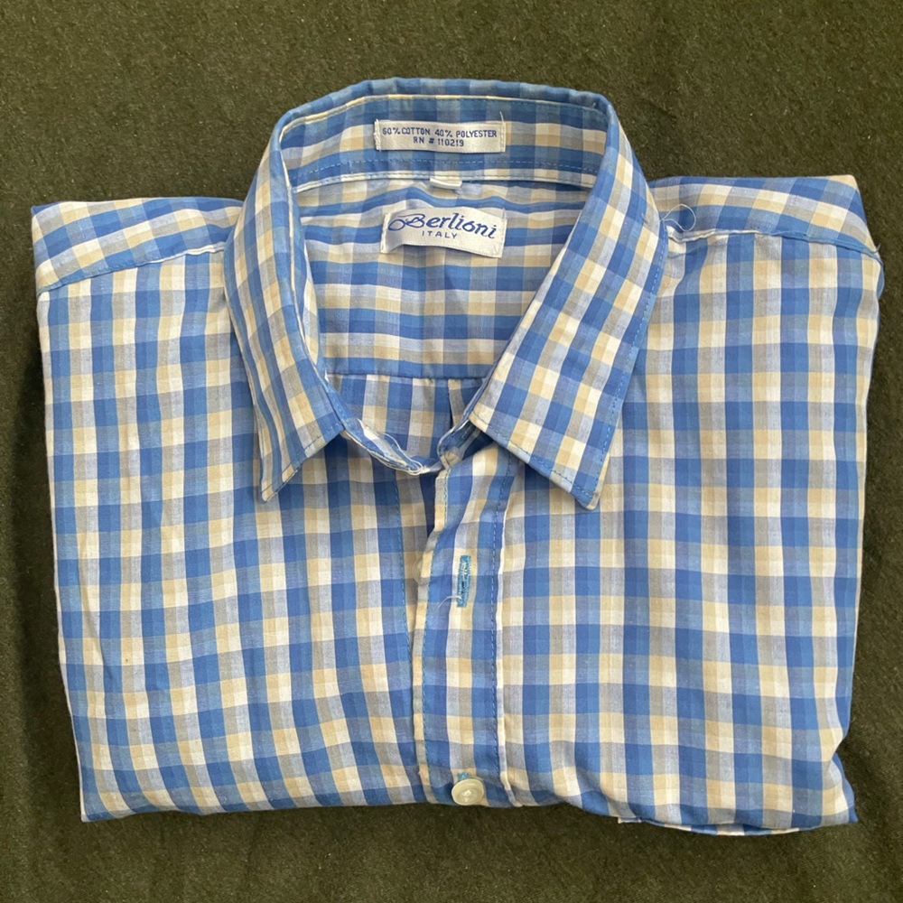 Kids Blue and White Plaid Button Down Shirt